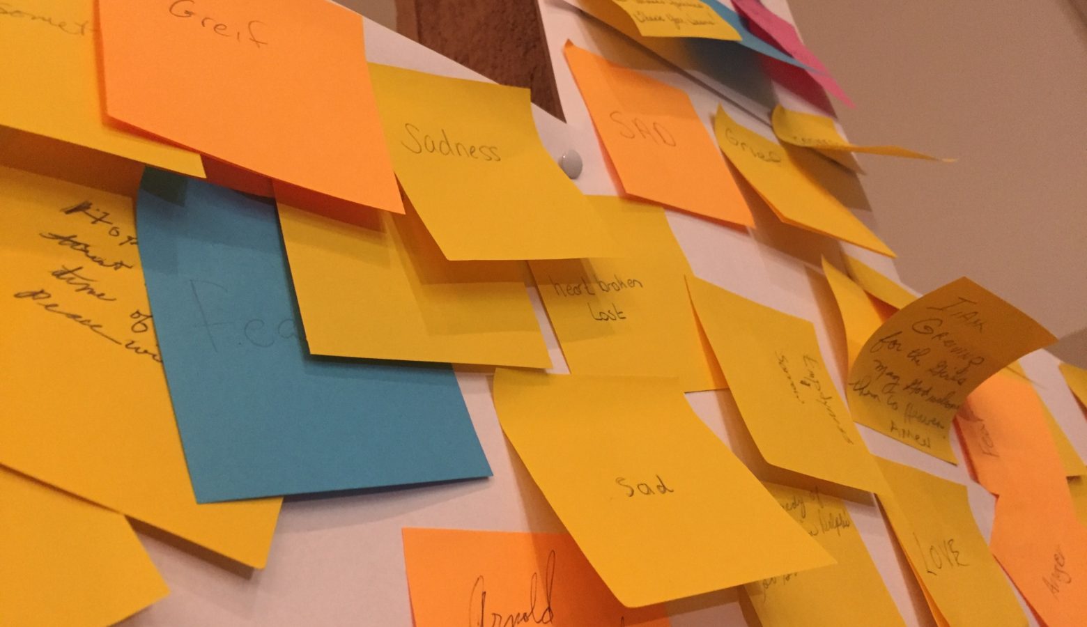 Post-its at the Delphi United Methodist Church are a testament to a community's grief and disbelief