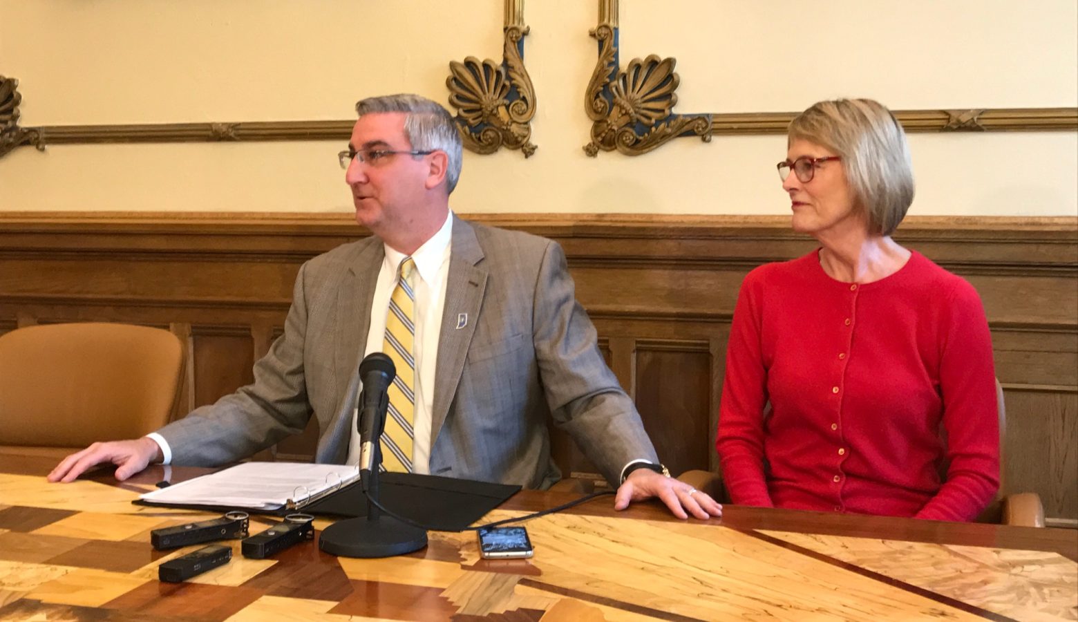 Governor Eric Holcomb used his first veto to reject a bill creating fees for public records searches. (Brandon Smith/IPB News)