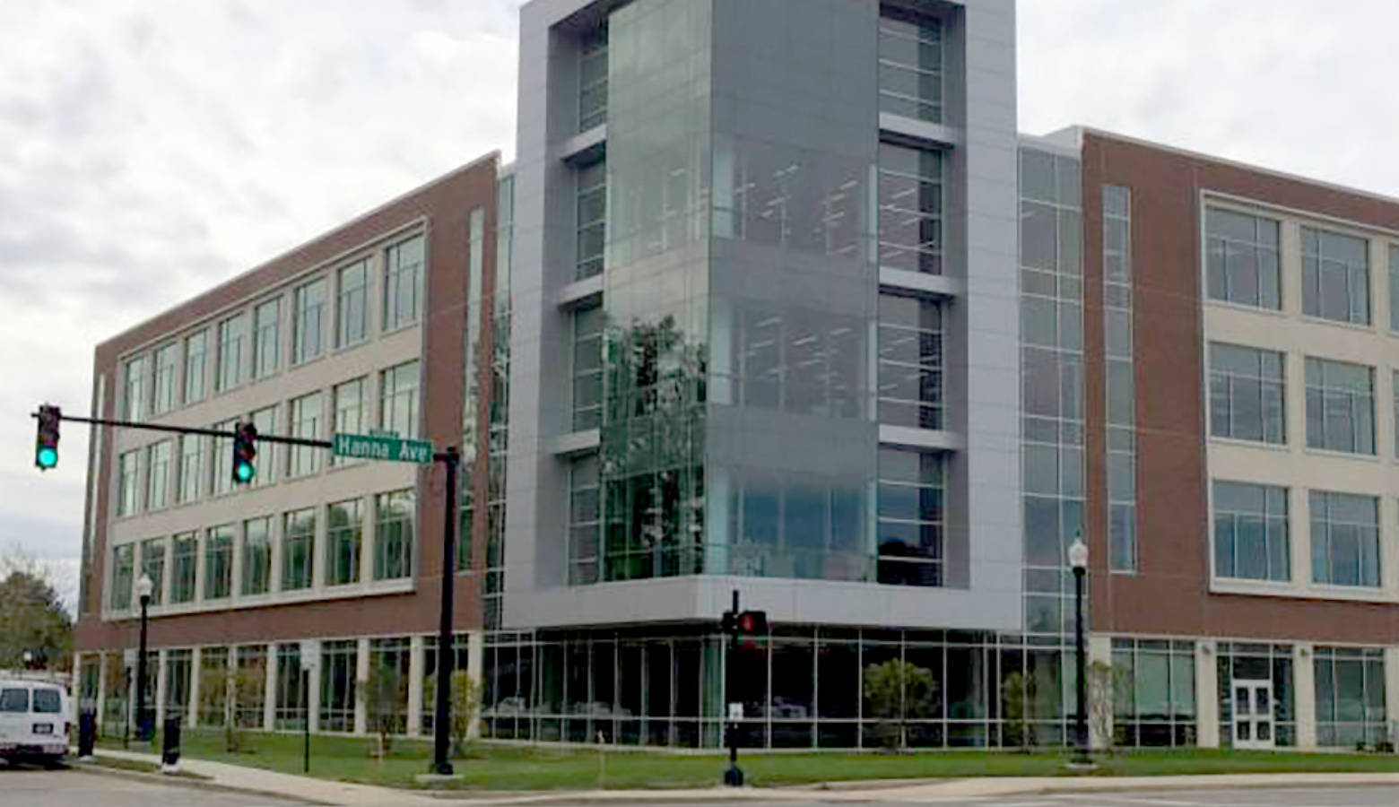 The UIndy Health Pavilion spans 160,000 square feet at the corner of Hanna and State avenues. (Deron Molen/WFYI News)