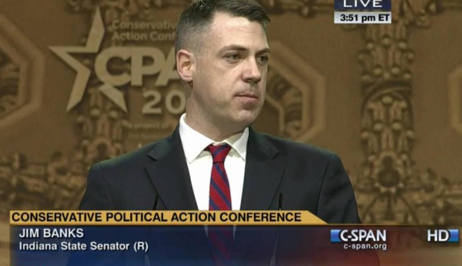 U.S. Congressman Jim Banks, a Republican Representative for Indiana’s 3rd District, is asking U.S. Education Secretary Betsy DeVos to delay changes to the high school diploma in Indiana. (Credit: C-SPAN)