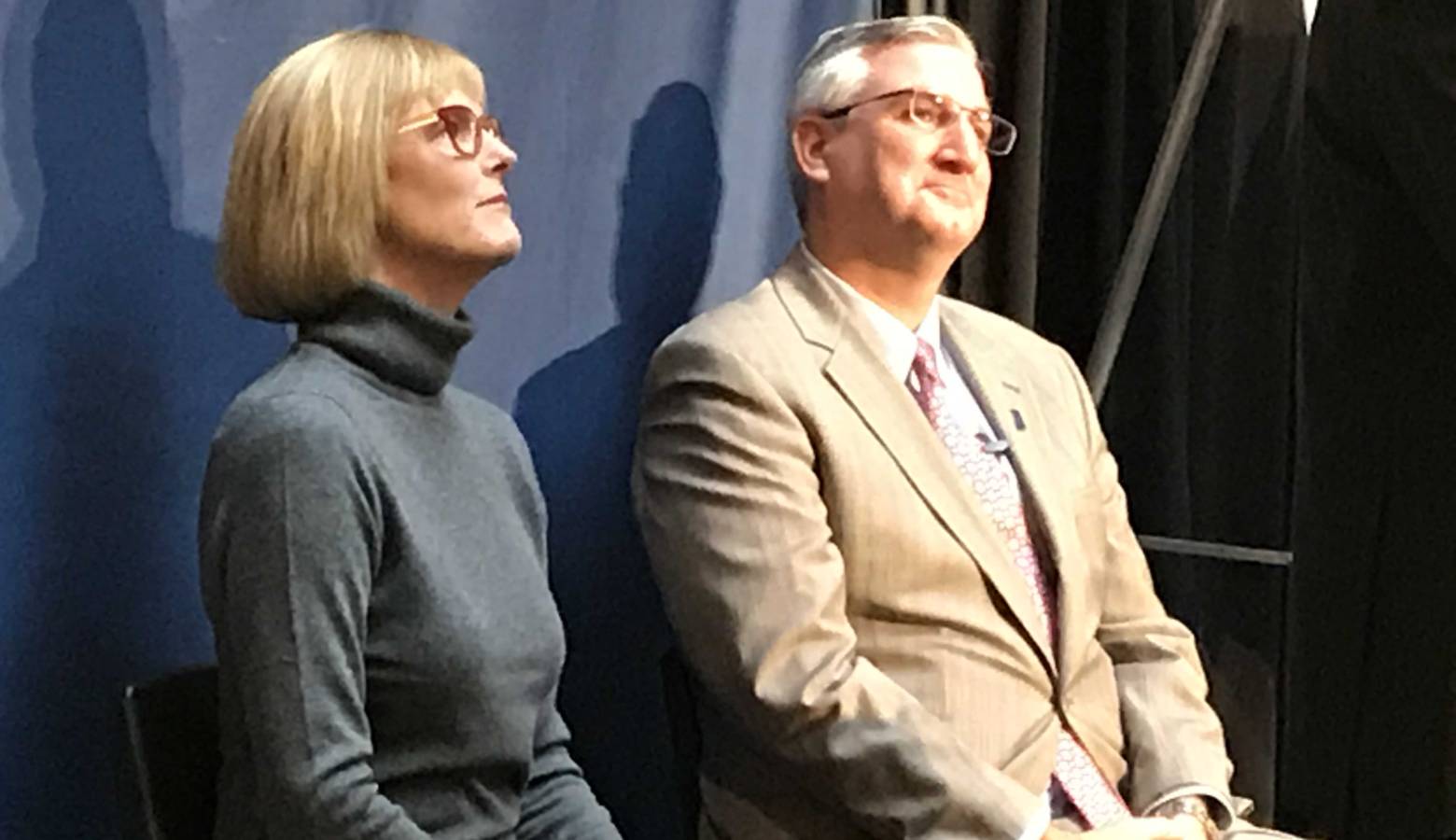 Gov. Eric Holcomb (R-Indiana), right, says the state isn’t ready to decriminalize marijuana for any purpose. (Brandon Smith/IPB News)