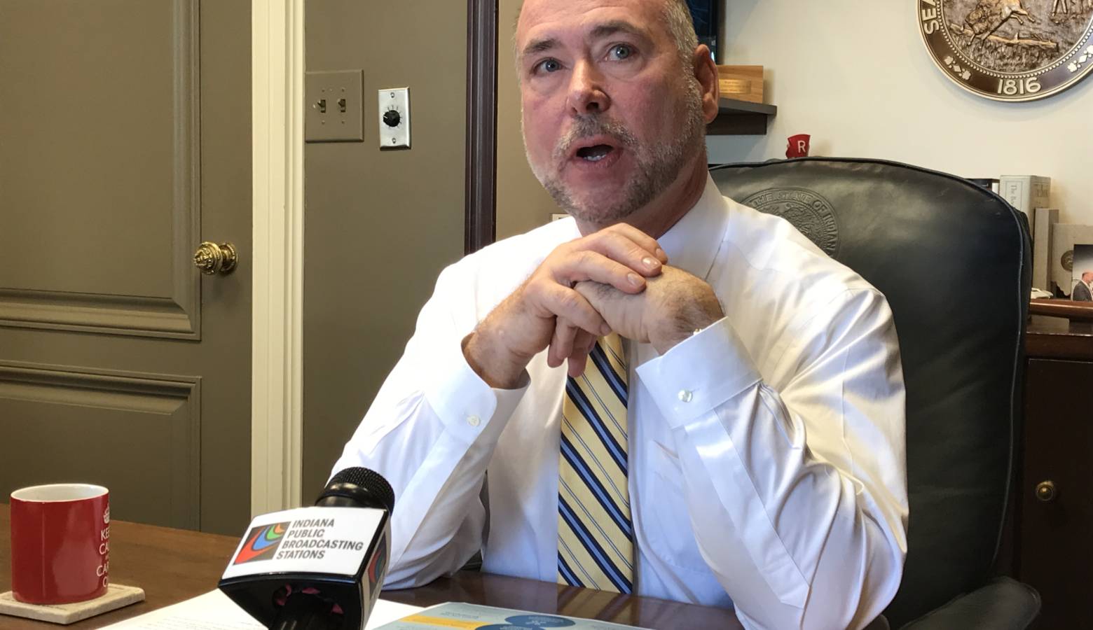 House Speaker Brian Bosma discusses his caucus's priorities for the 2018 session. (Brandon Smith/IPB News)