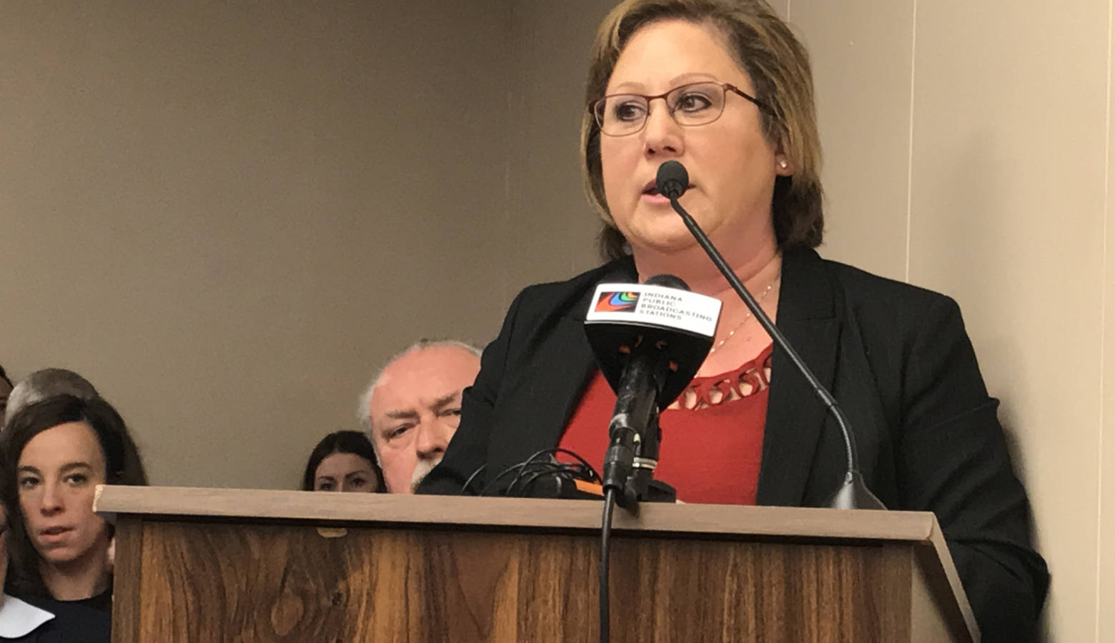 Indiana Township Association President Debbie Driscoll tells a House committee her organization supports this session's township reform bill. (Brandon Smith/IPB News)