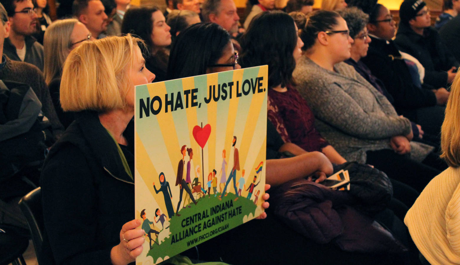 The Central Indiana Alliance Against Hate gathered at the statehouse to call for hate crimes legislation. (Lauren Chapman/IPB News)