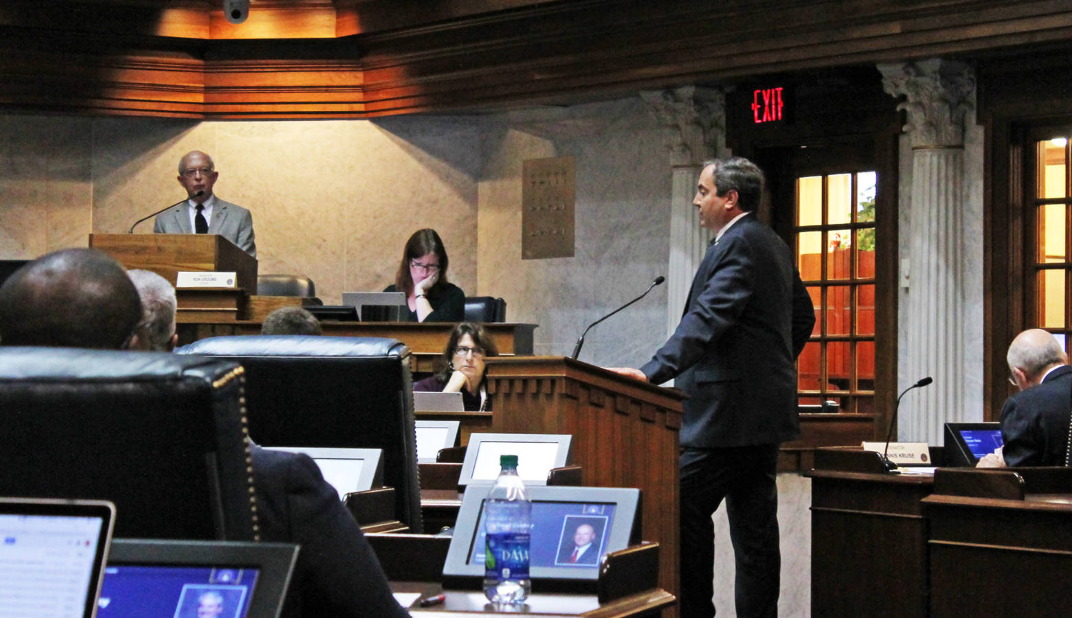 Sen. Mike Bohacek (R-Michiana Shores) answers questions from the Senate Family and Children Services Committee about his bill, SB 11. (Lauren Chapman/IPB News)