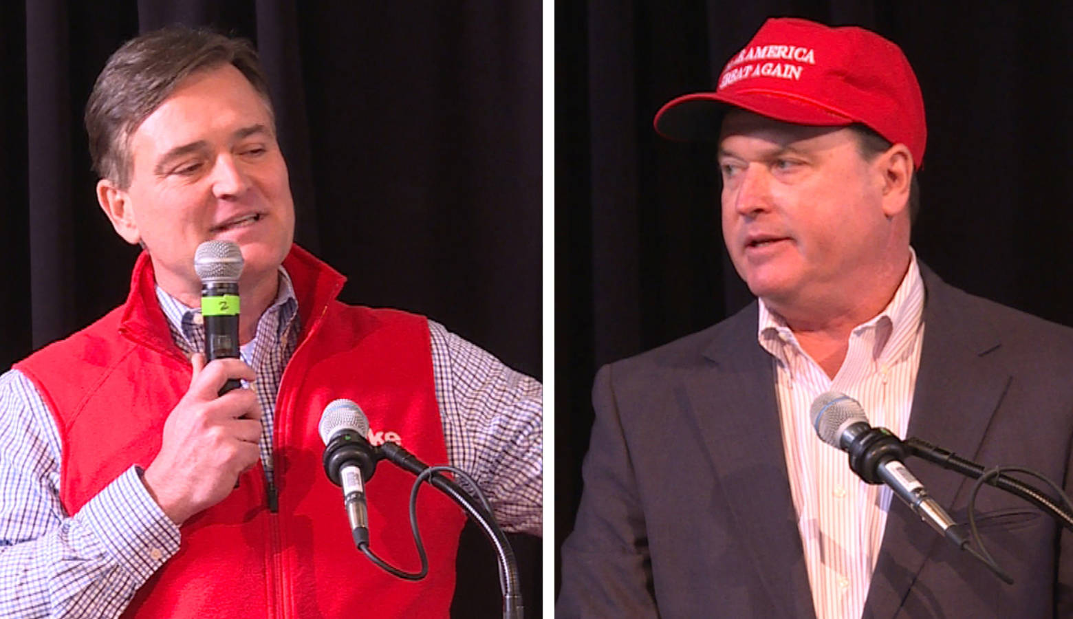 Indiana U.S. Representatives and U.S. Senate candidates, Luke Messer and Todd Rokita, won't say for sure whether they'll support a path to citizenship for DACA recipients. (Tyler Lake/WTIU)