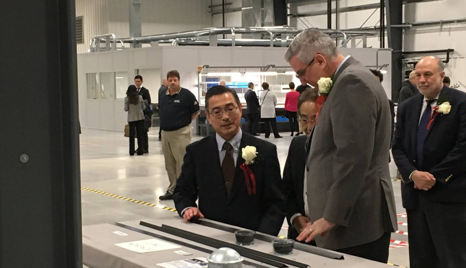 Gov. Eric Holcomb at the ribbon-cutting ceremony for M&C Tech in Washington, Indiana. (@GovHolcomb/Twitter)