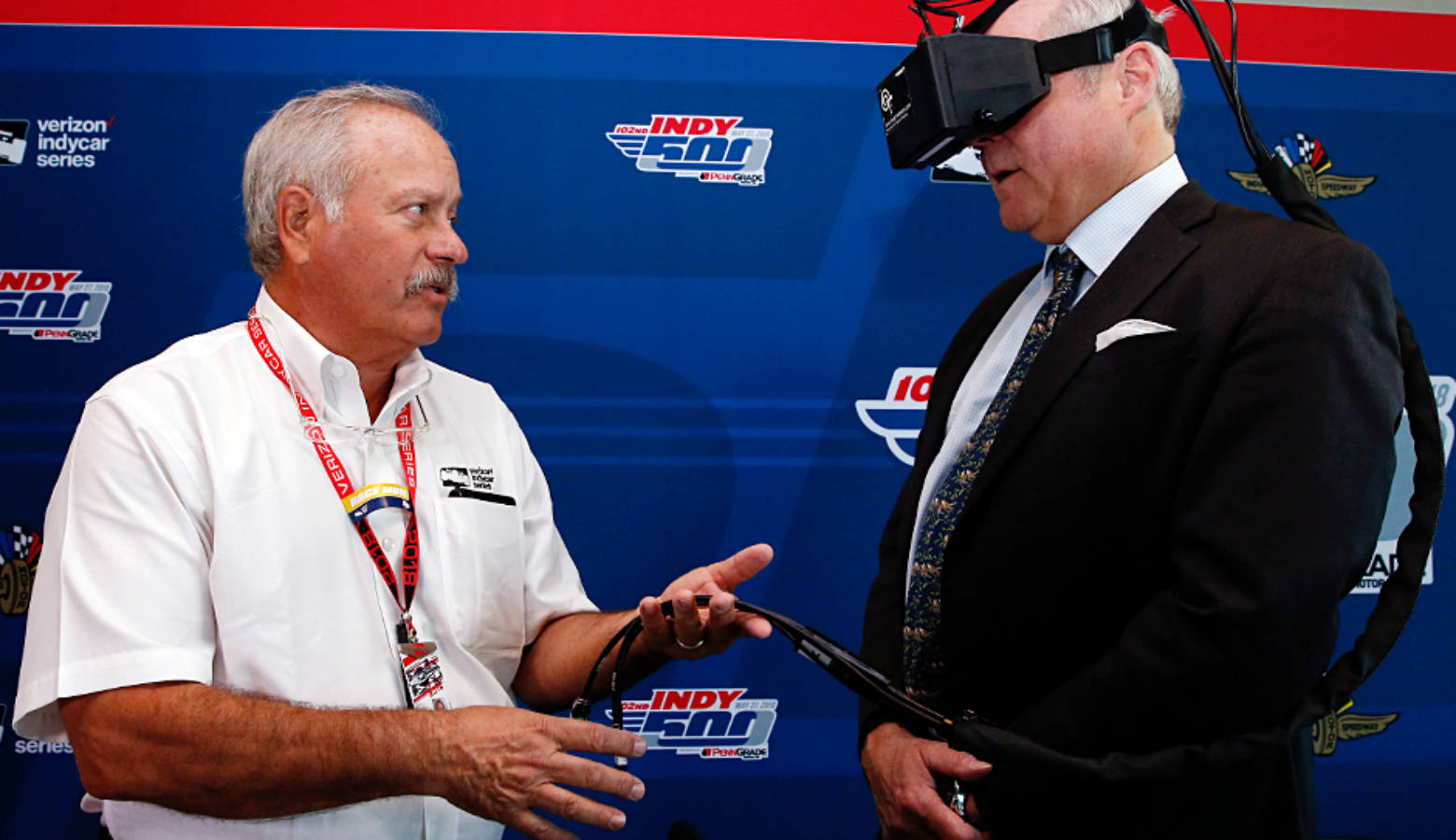 The I-PAS "goggle test" looks much like a virtual reality system. (Photo courtesy of INDYCAR)