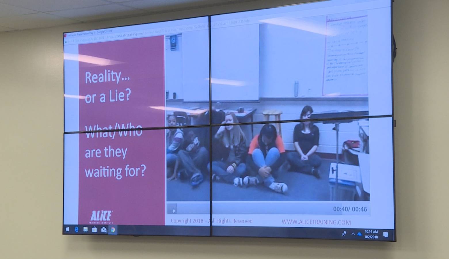 Part of the training emphasizes how simply locking kids down in a classroom could be more dangerous in the case of an active shooter. (Zach Herndon/WTIU)