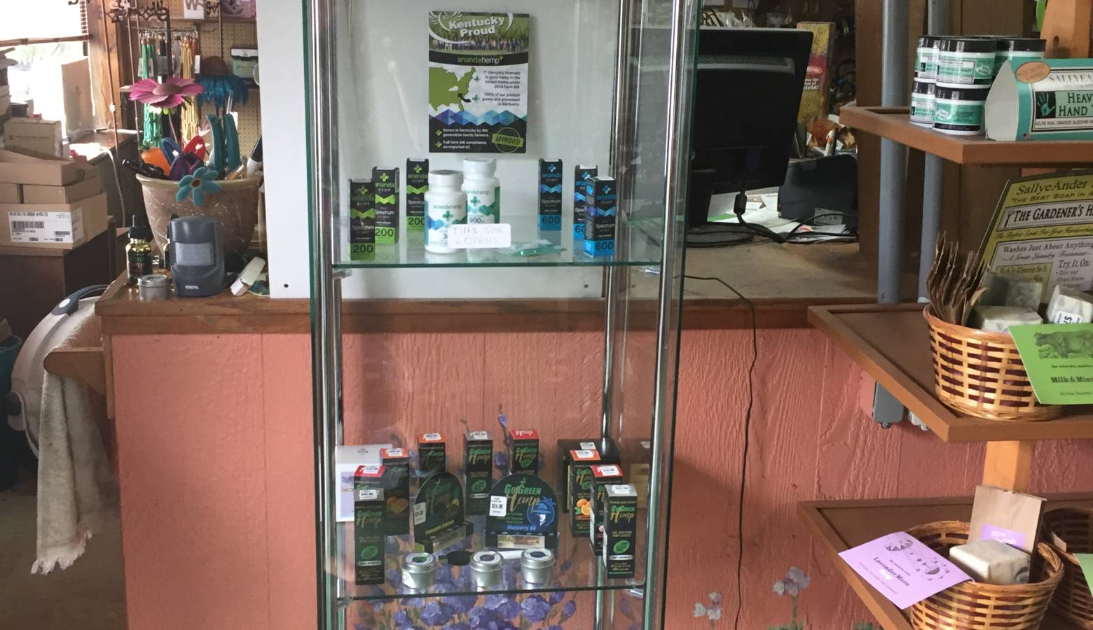 CBD products are sold at Davidson Greenhouse in Crawfordsville. (Jill Sheridan/IPB News)