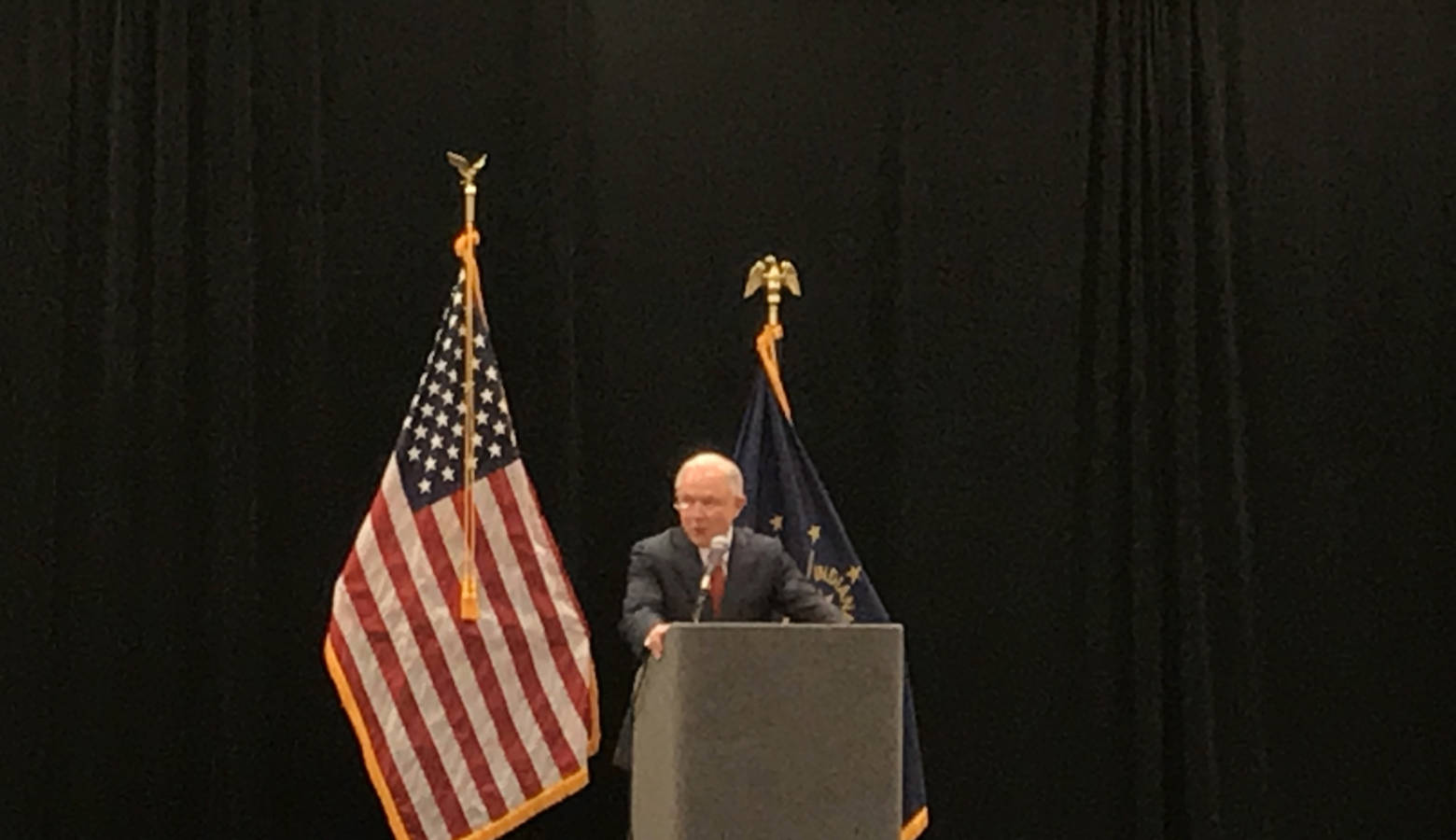 U.S. Attorney General Jeff Sessions speaks at a law enforcement conference in Indianapolis. (Brandon Smith/IPB News)