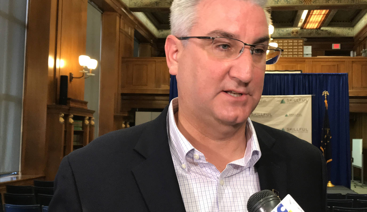 Gov. Eric Holcomb says he won’t comment on allegations of intimidation and adultery leveled at House Speaker Brian Bosma (R-Indianapolis). (Brandon Smith/IPB News)