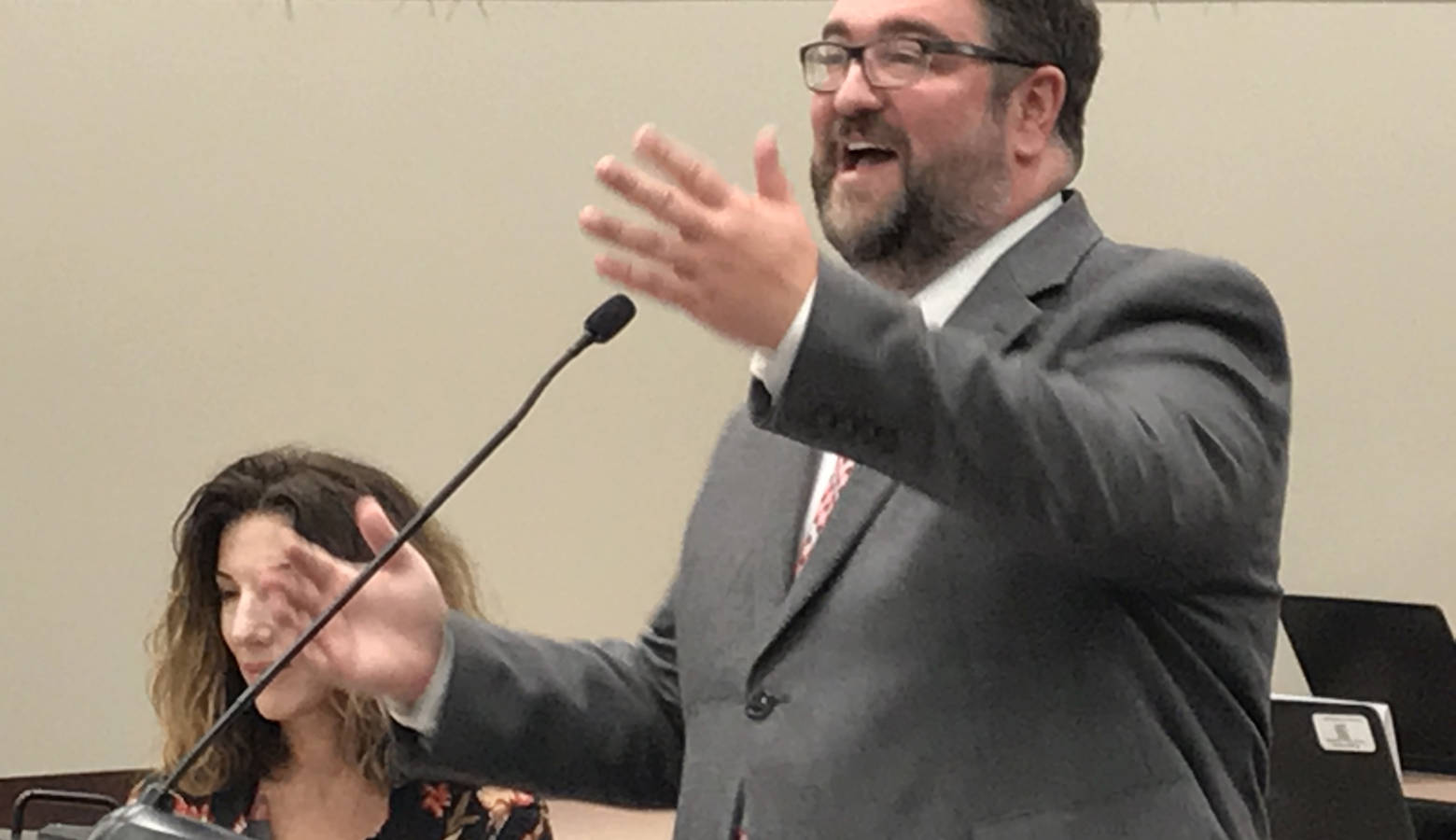 Indiana Public Defender Commission senior staff attorney Derrick Mason discusses a proposed pilot project. (Brandon Smith/IPB News)