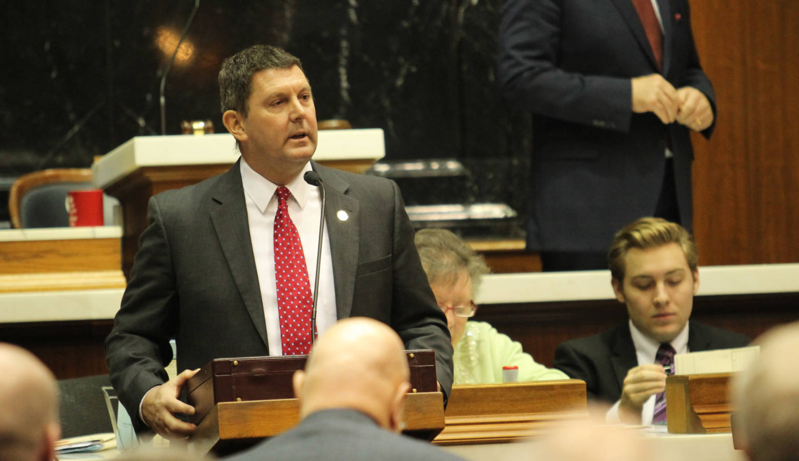 Rep. Jim Lucas (R-Seymour) says there's hypocrisy in the Indiana Chamber's position on medical marijuana. (Lauren Chapman/IPB News)