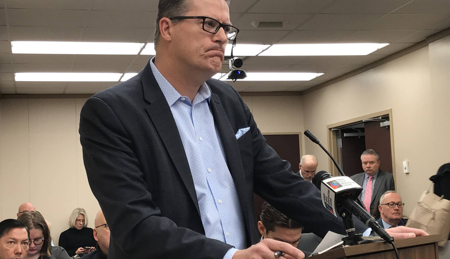 Rep. Sean Eberhart (R-Shelbyville) says his bill governing electric scooters does include one preemption of local regulations. (Brandon Smith/IPB News)