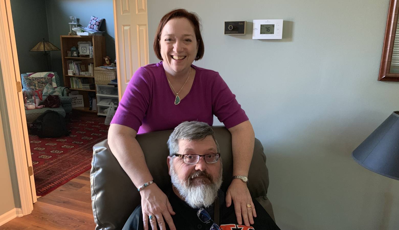 Nancy and Bill Dynes at the home in Indianapolis. (Jill Sheridan/IPB News)