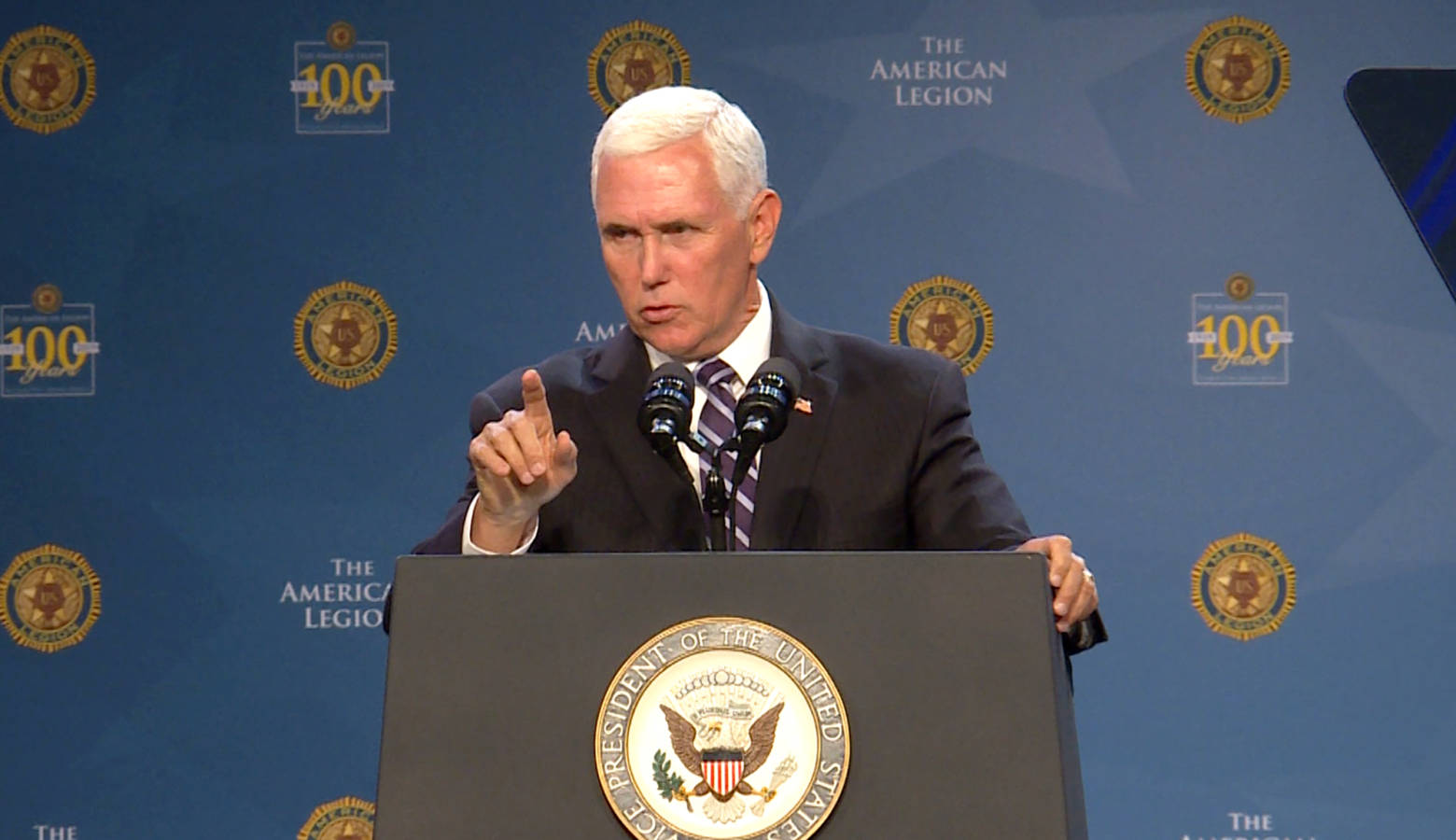 Vice President Mike Pence spoke to hundreds in Indianapolis at the American Legion's national convention. (Lauren Chapman/IPB News)