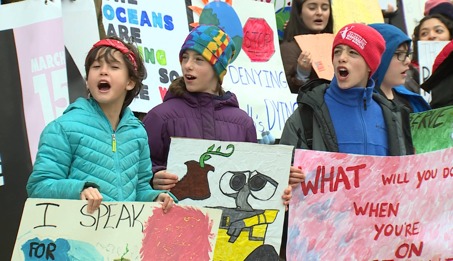 Kids at a youth climate march at the Indiana Statehouse in March. (FILE PHOTO: Steve Burns/WTIU)
