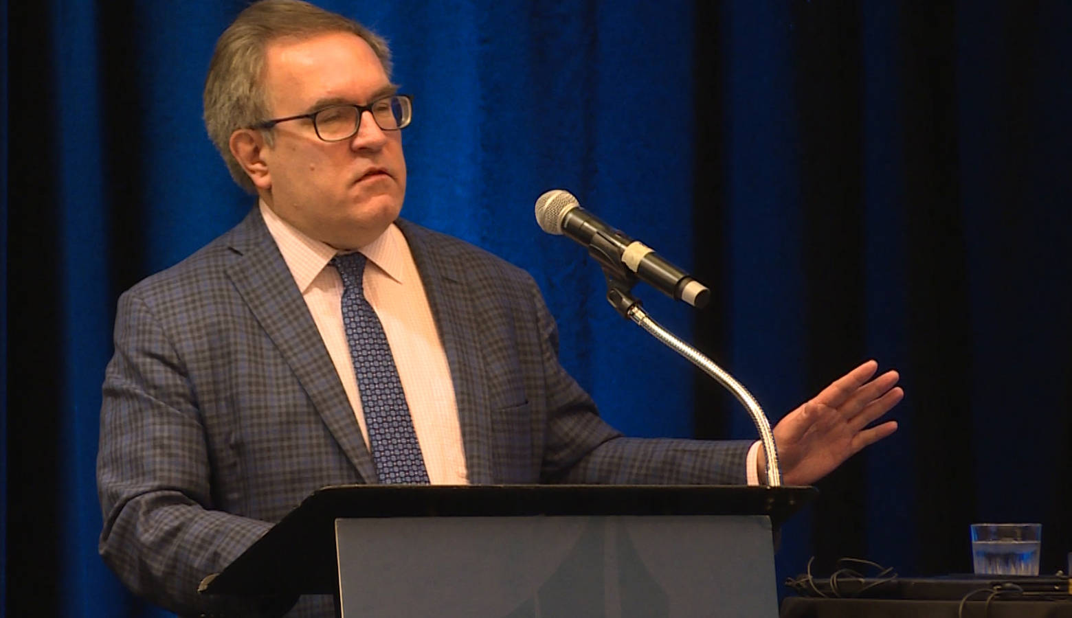 EPA Administrator Andrew Wheeler talked about federal regulation at an annual environmental conference put on by the Indiana Chamber of Commerce. (Jeanie Lindsay/IPB News)