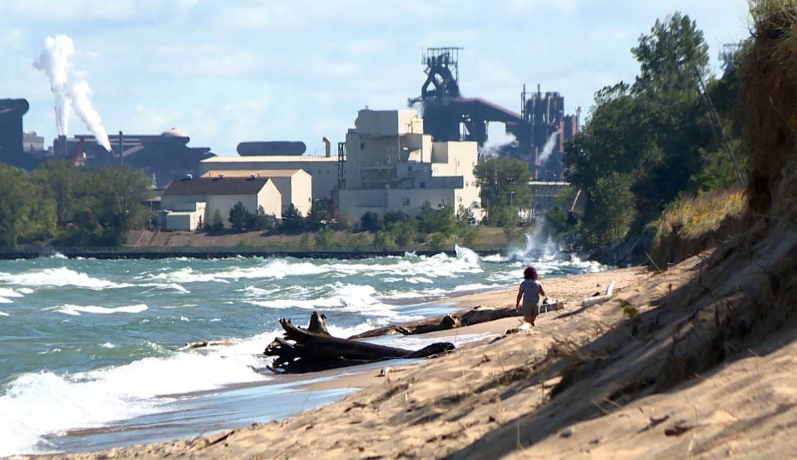 The view of U.S. Steel from Indiana Dunes National Park. (Tyler Lake/WTIU)