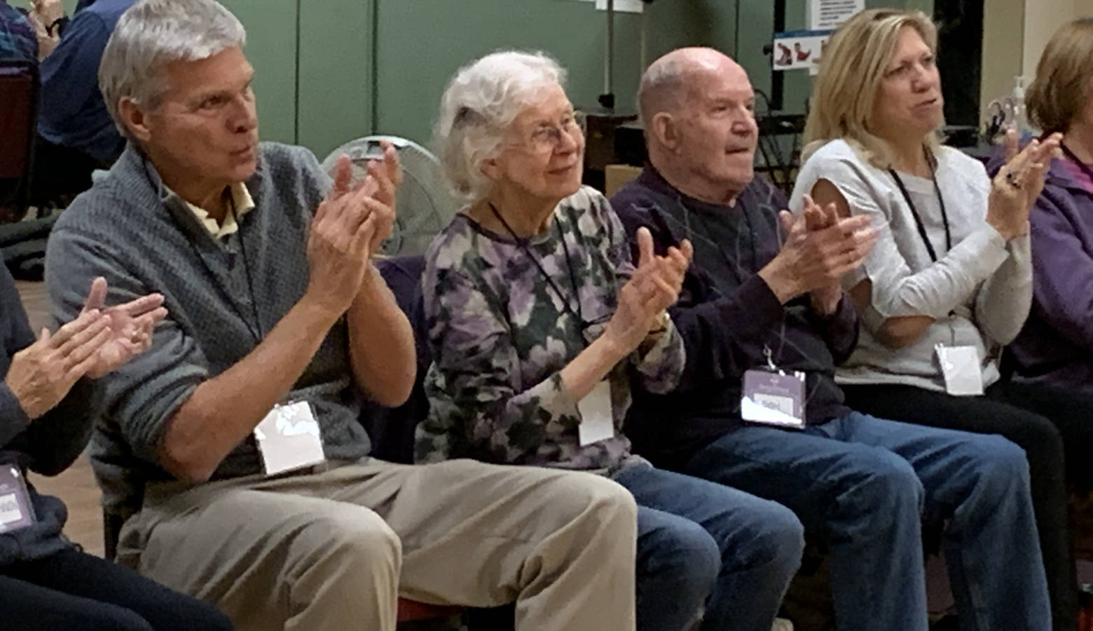 Members of the Song Shape Chorus rehearses in Carmel. It’s made up of 28 patients with early to mid stages of dementia and their caregivers. (Jill Sheridan/IPB News)