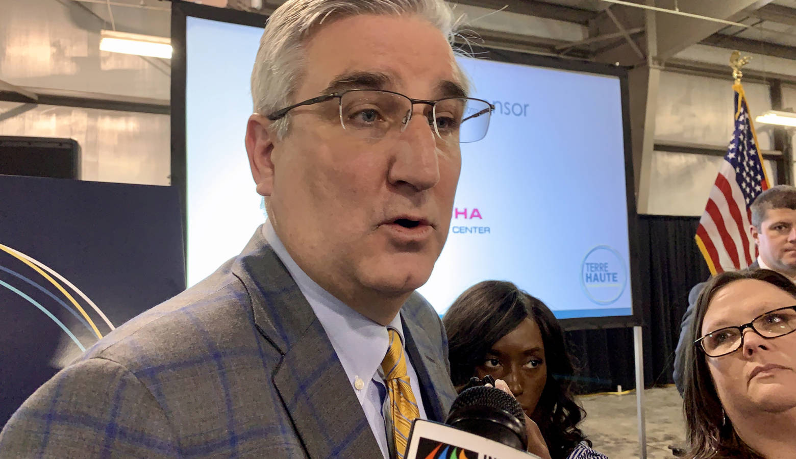 Gov. Eric Holcomb unveiled his 2020 agenda at a Terre Haute Chamber of Commerce luncheon. (Brandon Smith/IPB News)