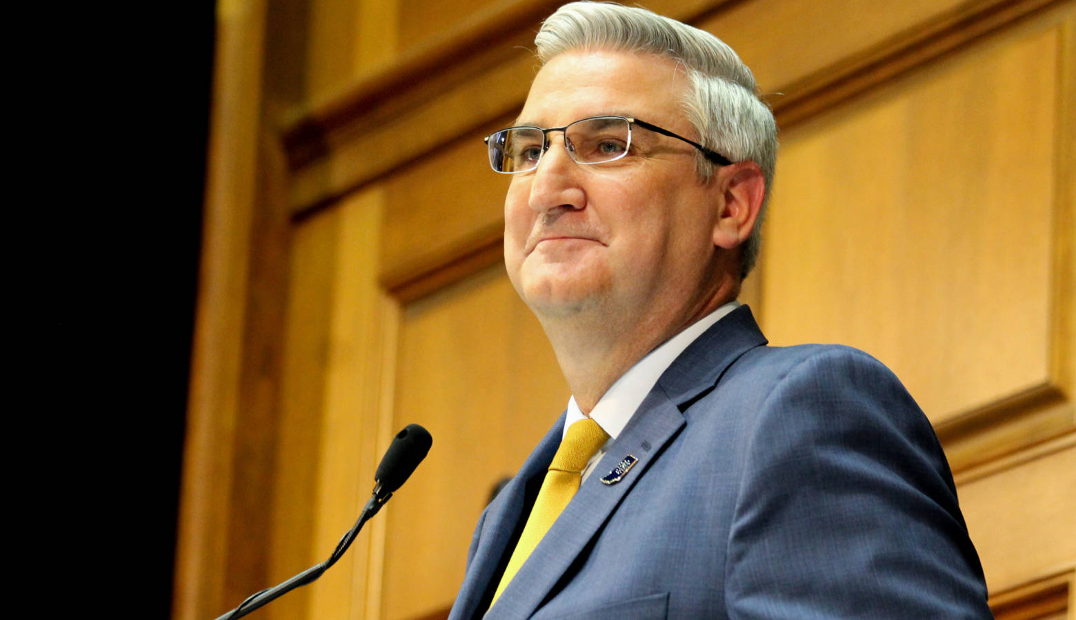 Gov. Eric Holcomb delivers his fourth State of the State address. (Lauren Chapman/IPB News)