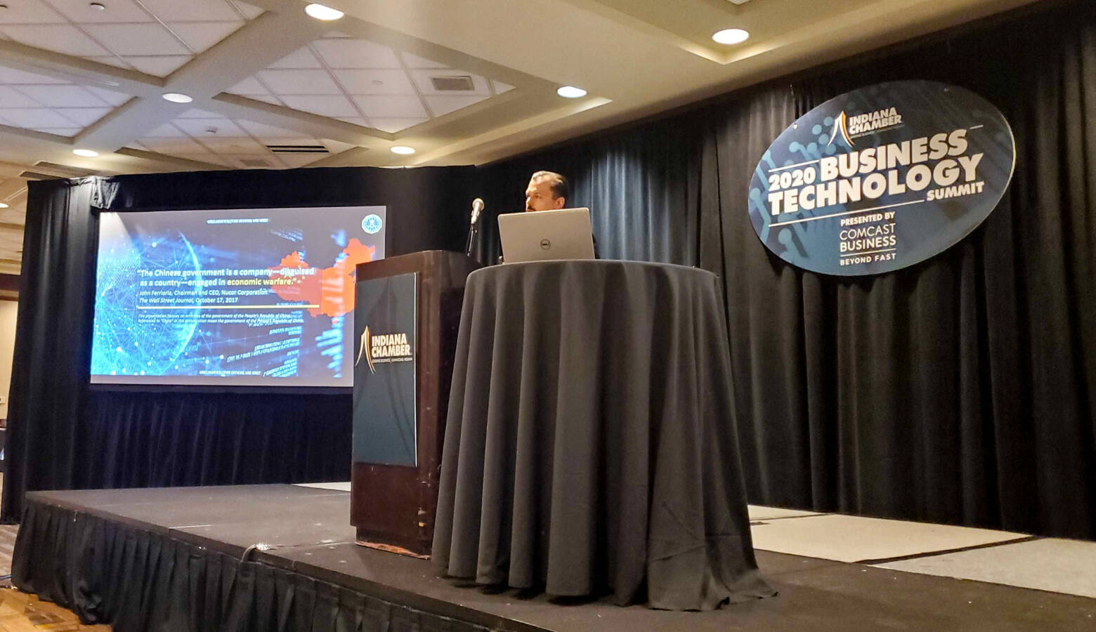 FBI Assistant Special Agent in Charge Robert Middleton speaks at the Indiana Chamber of Commerce’s two-day Business Technology Summit. (Samantha Horton/IPB News)