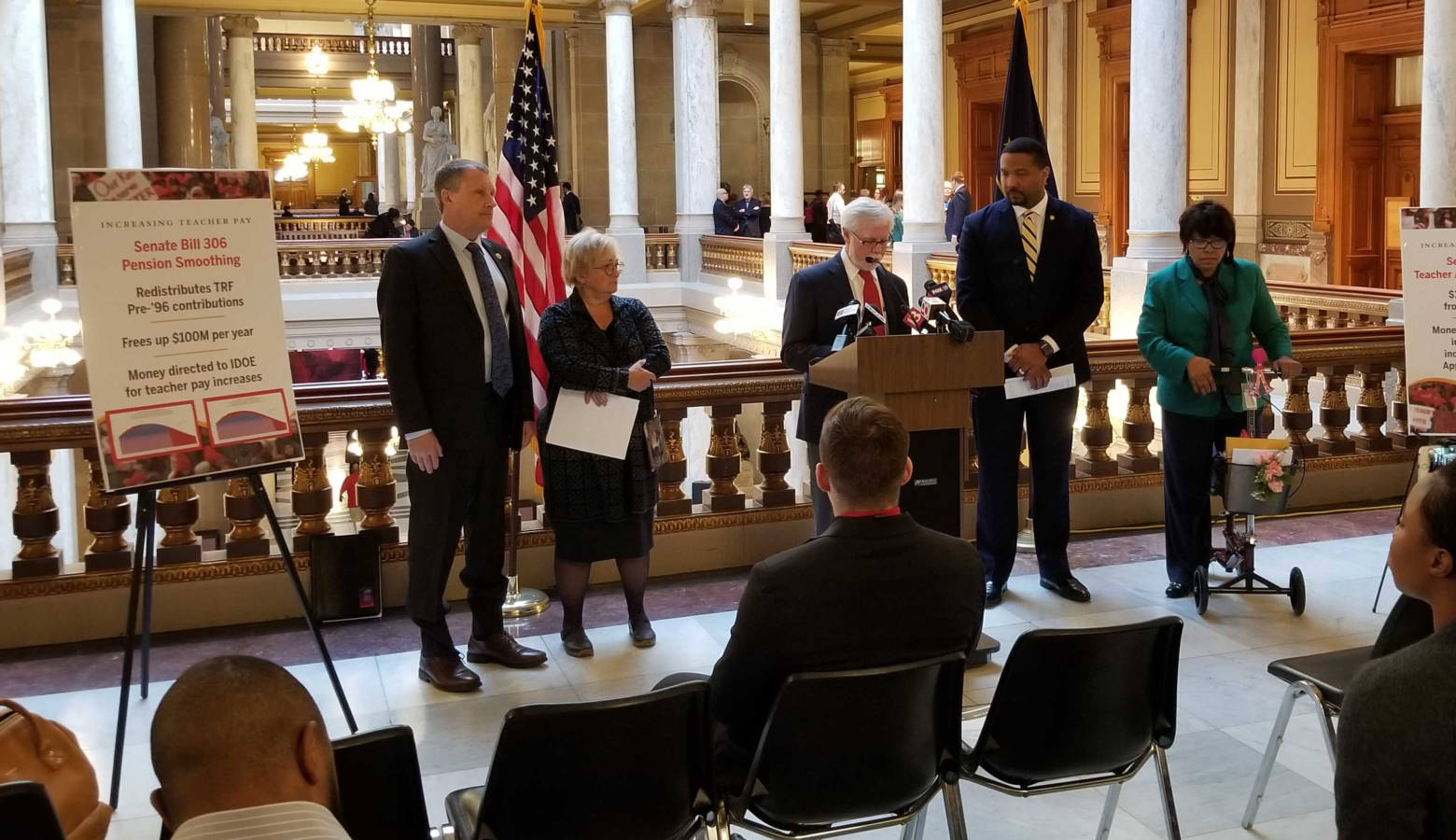 Senate Democrats discuss their proposals to increase teacher pay in the 2020 session. (Jeanie Lindsay/IPB News)