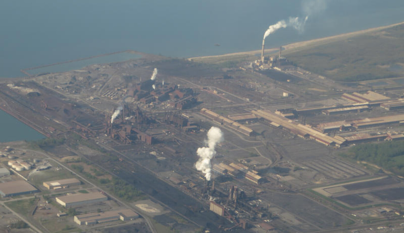 An aerial view of the ArcelorMittal Burns Harbor facility in 2014. (Ken Lund/Flickr)