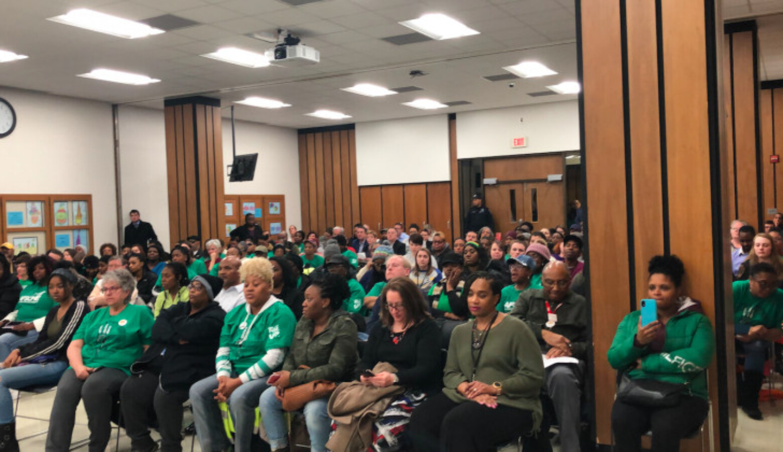A packed room for a meeting of the Indianapolis Public Schools Board of Commissioners in January 2020.