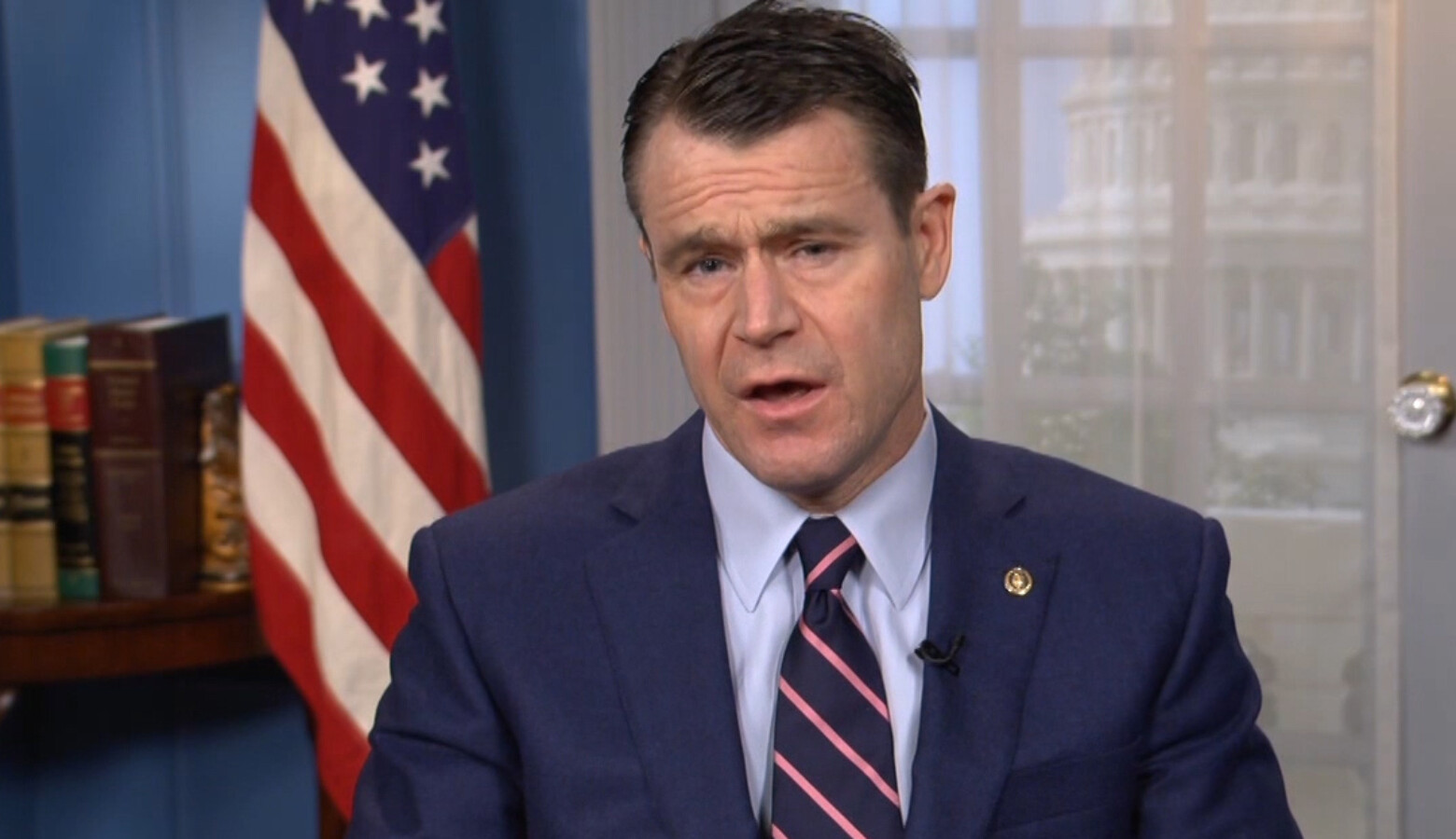 U.S. Sen. Todd Young (R-Ind.) outlines the third federal COVID-19 relief package in a conference call with reporters. (Provided by Senator Young's Office)