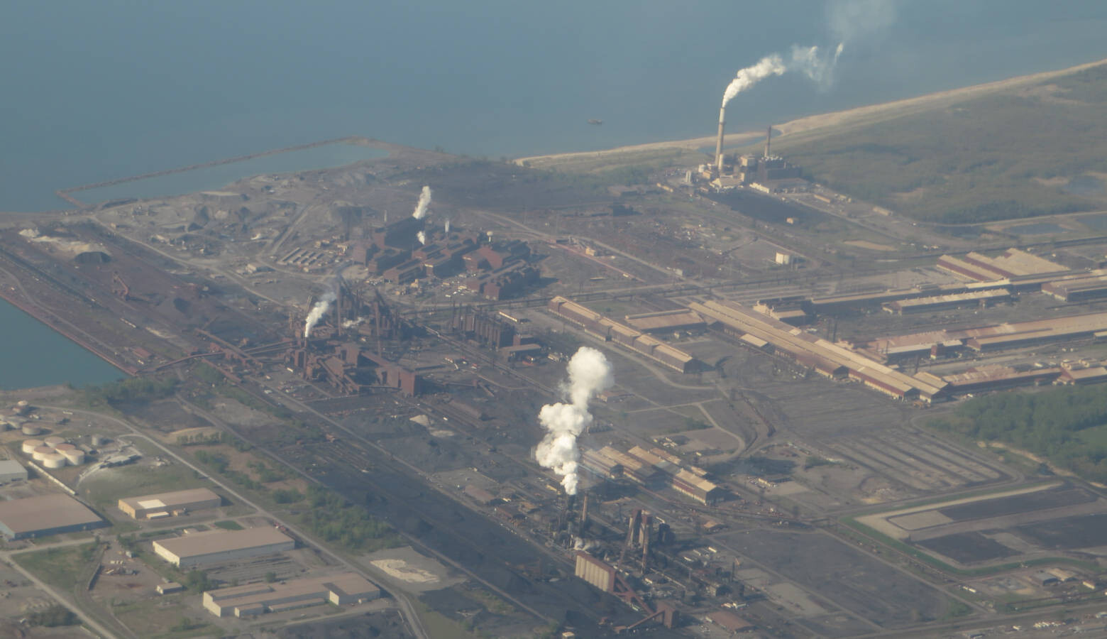 An aerial of the Burns Harbor area, where many of Indiana's big industrial companies are located, 2014. (Ken Lund/Flickr)