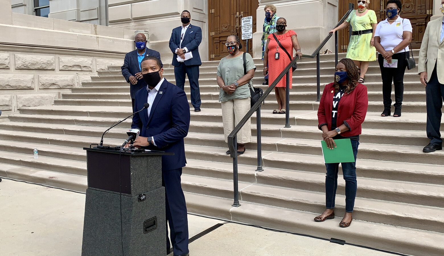 Sen. Eddie Melton (D-Gary) addresses police reform priorities as part of House and Senate Democrats' call for a special session of the General Assembly. (Brandon Smith/IPB News)