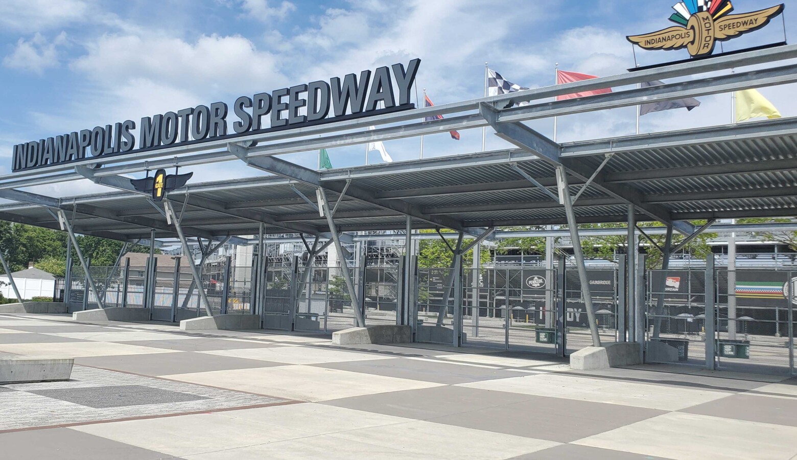 Indianapolis Motor Speedway Gate 1 where tens of thousands of fans would usually pass through to watch the Indy 500. (Samantha Horton/IPB News)