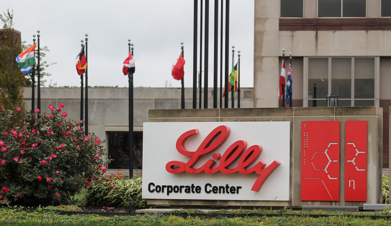 Eli Lilly's Corporate Headquarters in Indianapolis. The company has agreed to supply an initial 300,000 doses of its COVID-19 antibody drug to the U.S. government to be distributed across the country. (Lauren Chapman/IPB News)