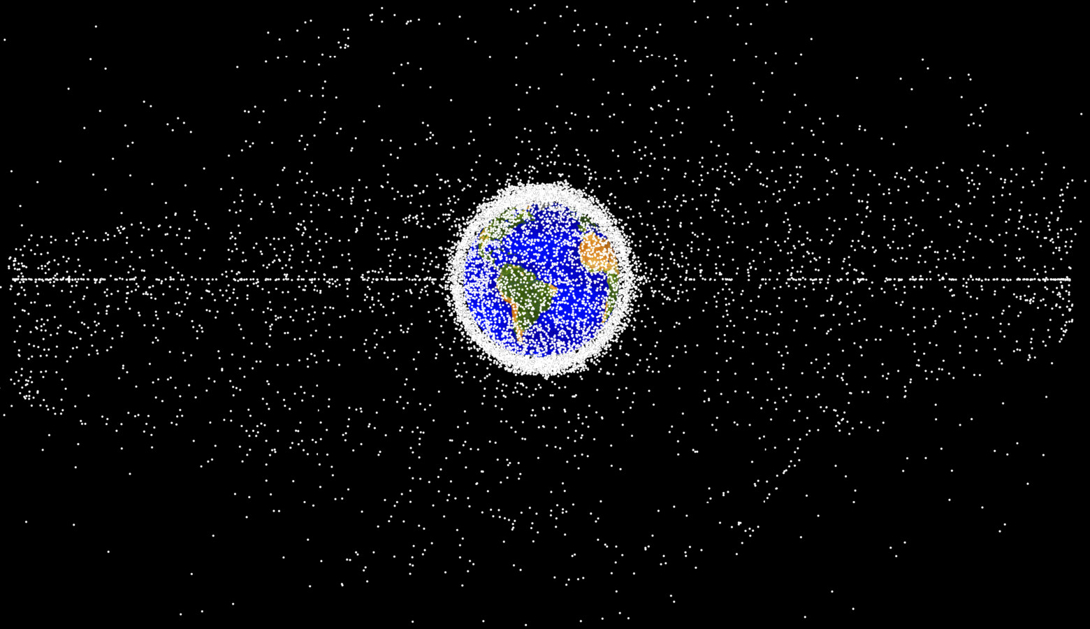Things like old satellites and booster rockets have put hundreds of millions of pieces of litter in Earth’s orbital space. (Courtesy of NASA's Orbital Debris Program Office)