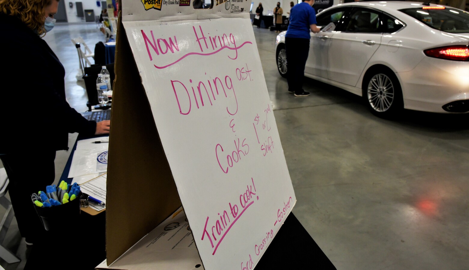 A drive-thru job fair in Elkhart to connect out of work Hoosiers with companies looking to hire employees. (Justin Hicks/IPB News)