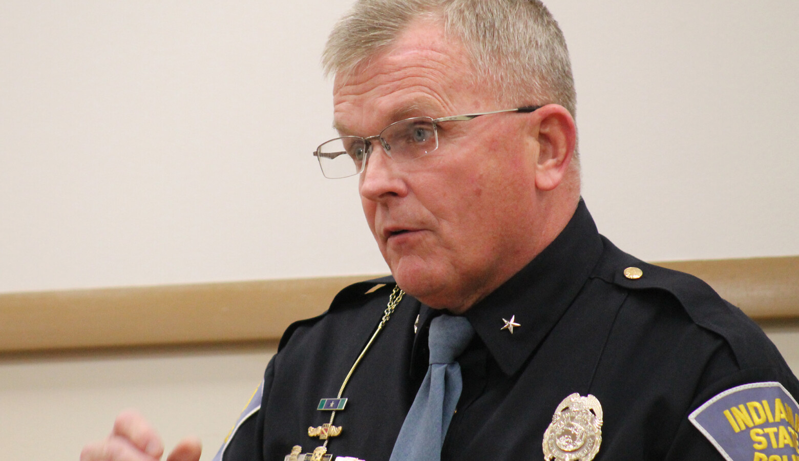 Indiana State Police Superintendent Doug Carter said eliminating handgun licenses could have "devastating consequences." (Lauren Chapman/IPB News)