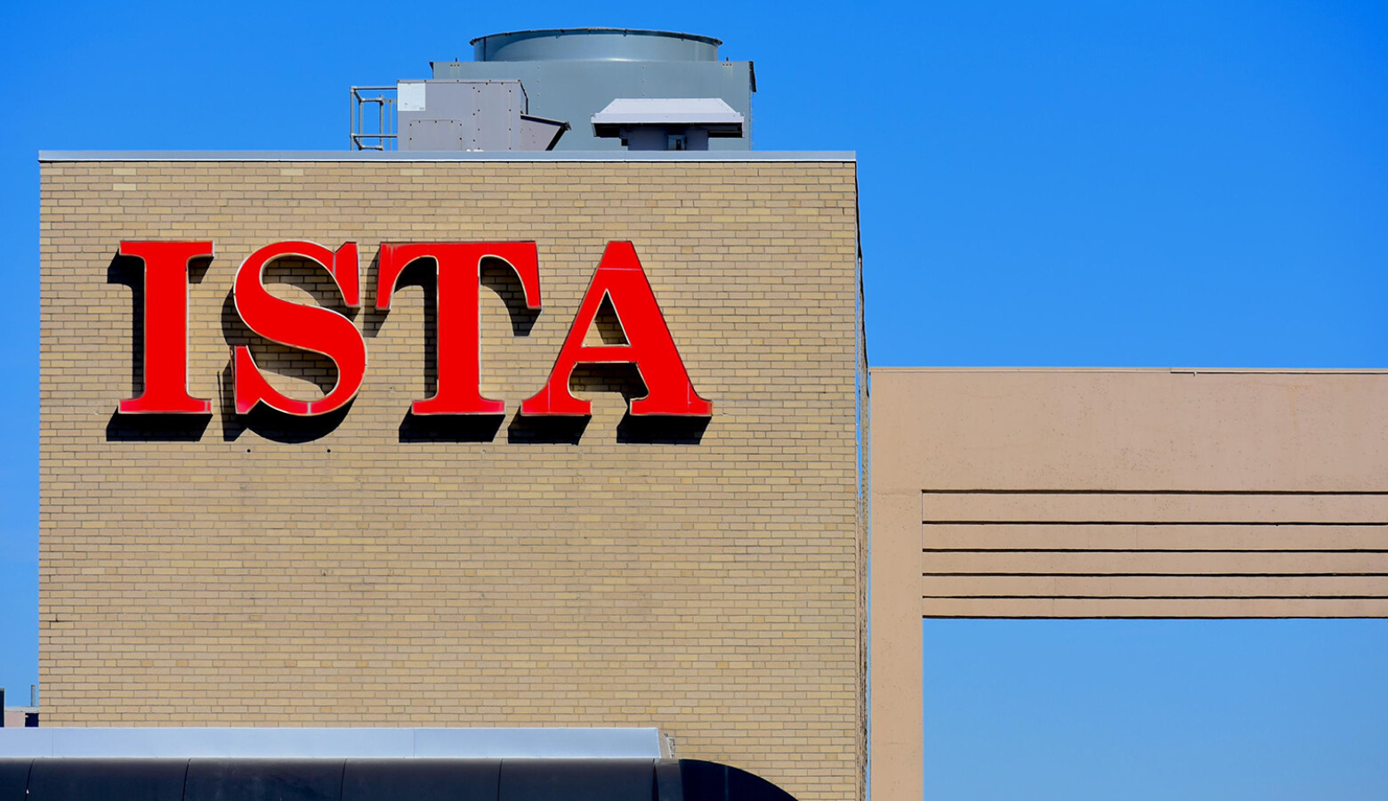 The Indiana State Teachers Association logo atop its headquarters in downtown Indianapolis. (Justin Hicks/IPB News)