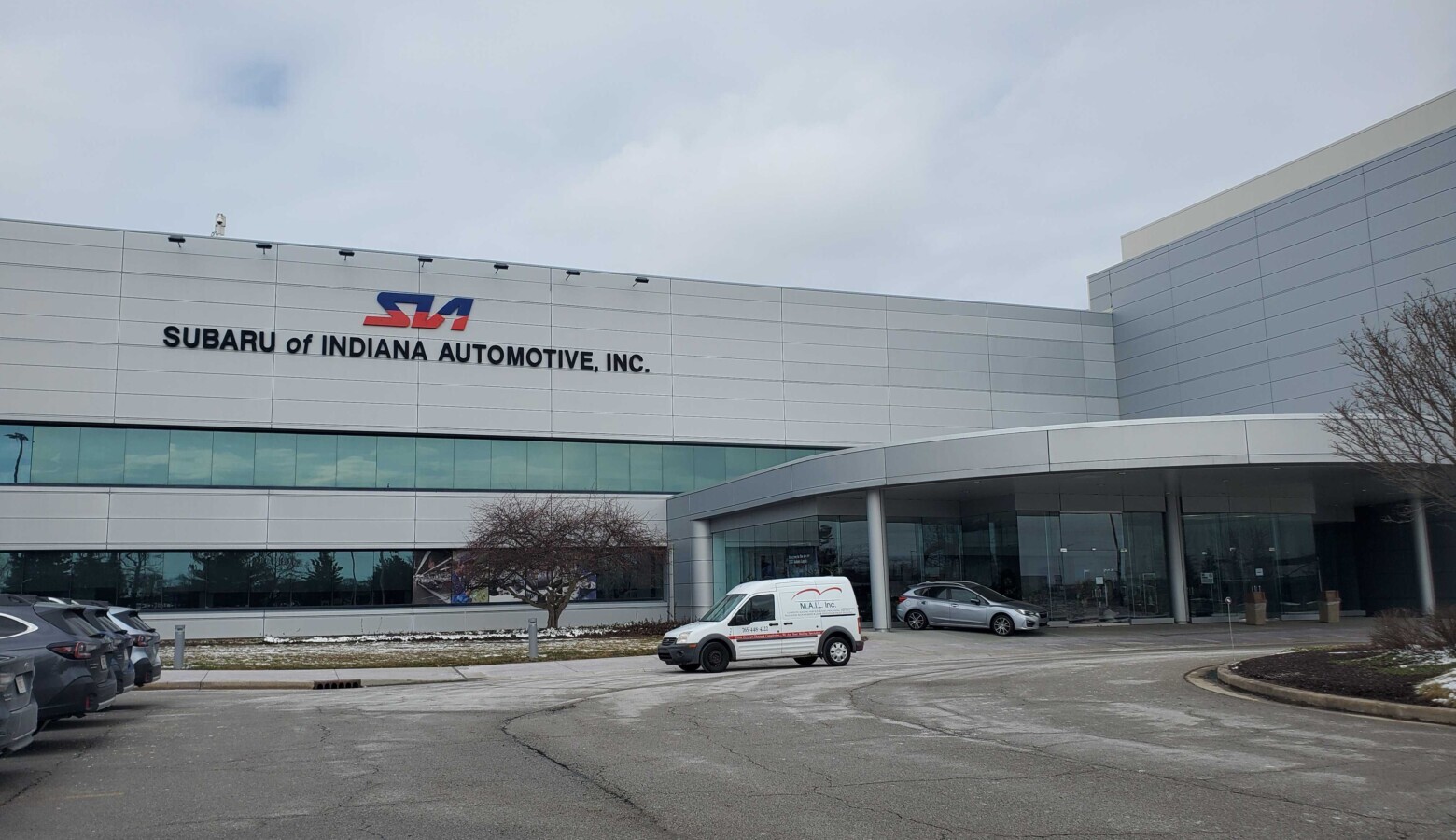 Subaru of Indiana Automotive facility in Lafayette's main entrance. (Samantha Horton/IPB News)