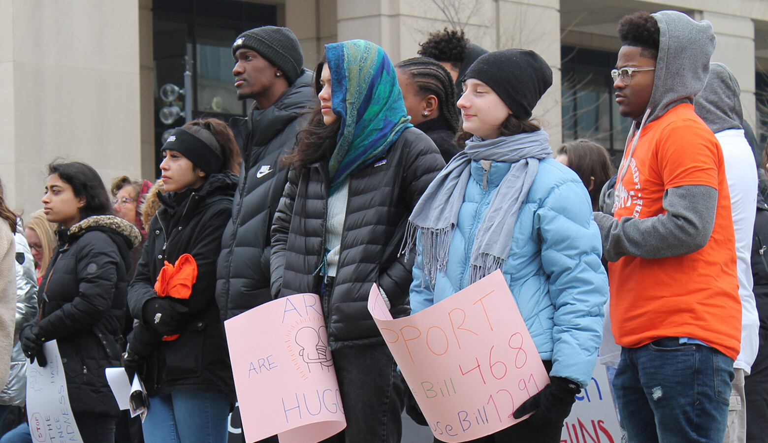 Members of the student-led group We Live Indy gathered at the Statehouse on Saturday March 2, 2019, calling for action on universal background checks. (FILE PHOTO: Lauren Chapman/IPB News)