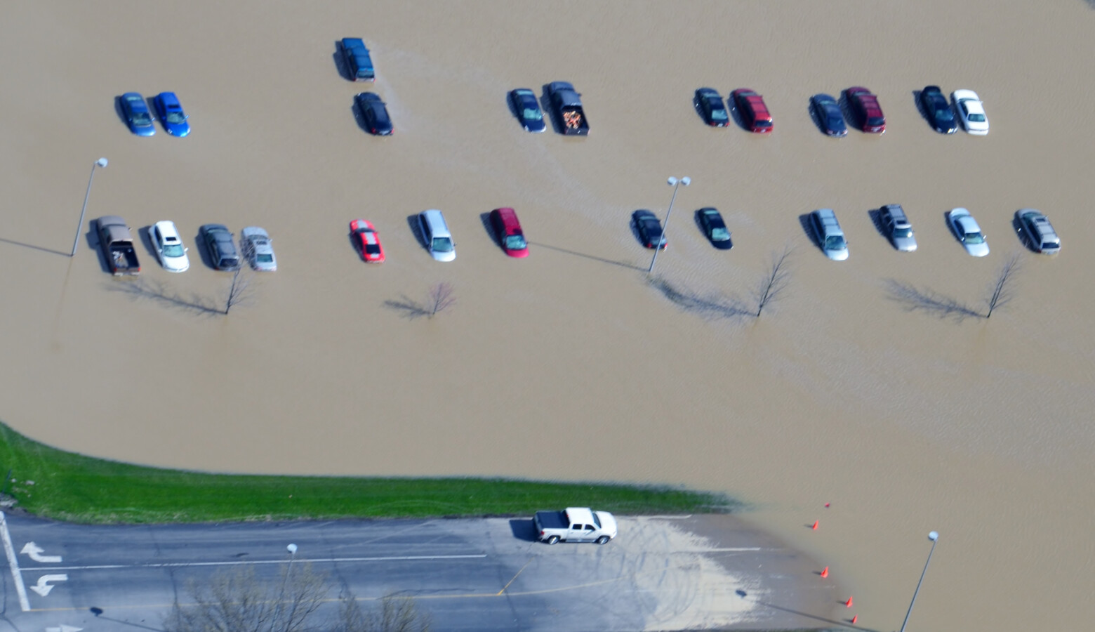 Parked cars in Tipton during the flood of 2013. (Courtesy of Tipton County)