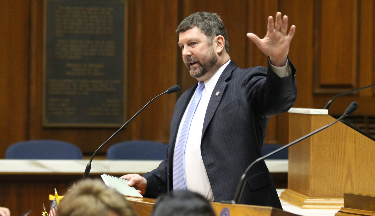 Rep. Jim Lucas (R-Seymour) has repeatedly mocked mask-wearing and decried Gov. Eric Holcomb's use of executive authority throughout the COVID-19 pandemic. (Lauren Chapman/IPB News)