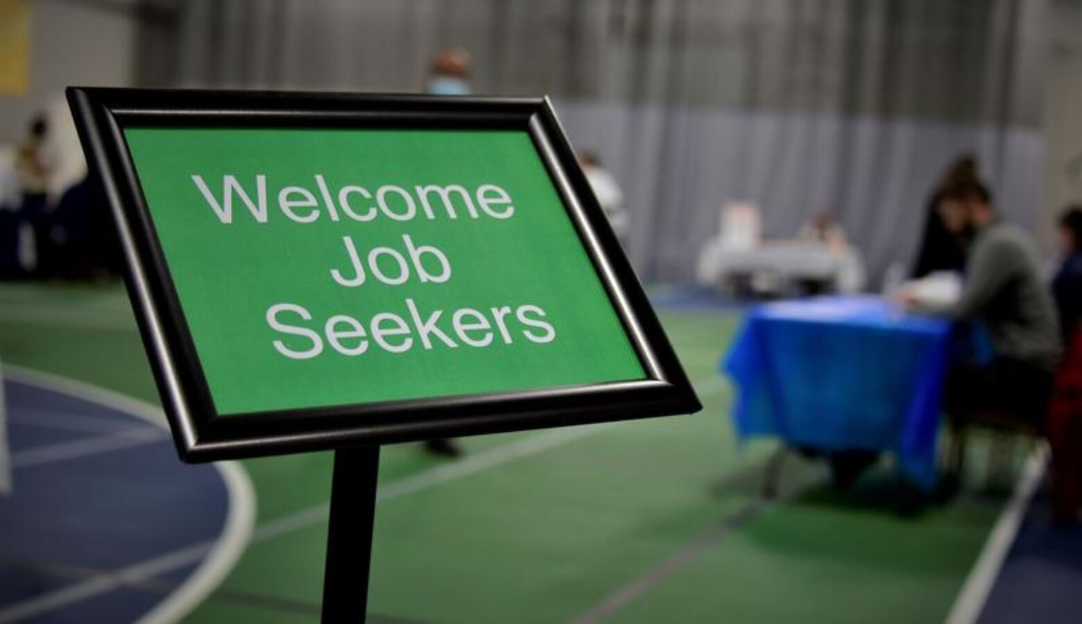 A sign welcomes job seekers to the "Second Chances Job Fair" in South Bend. (Justin Hicks/IPB News)