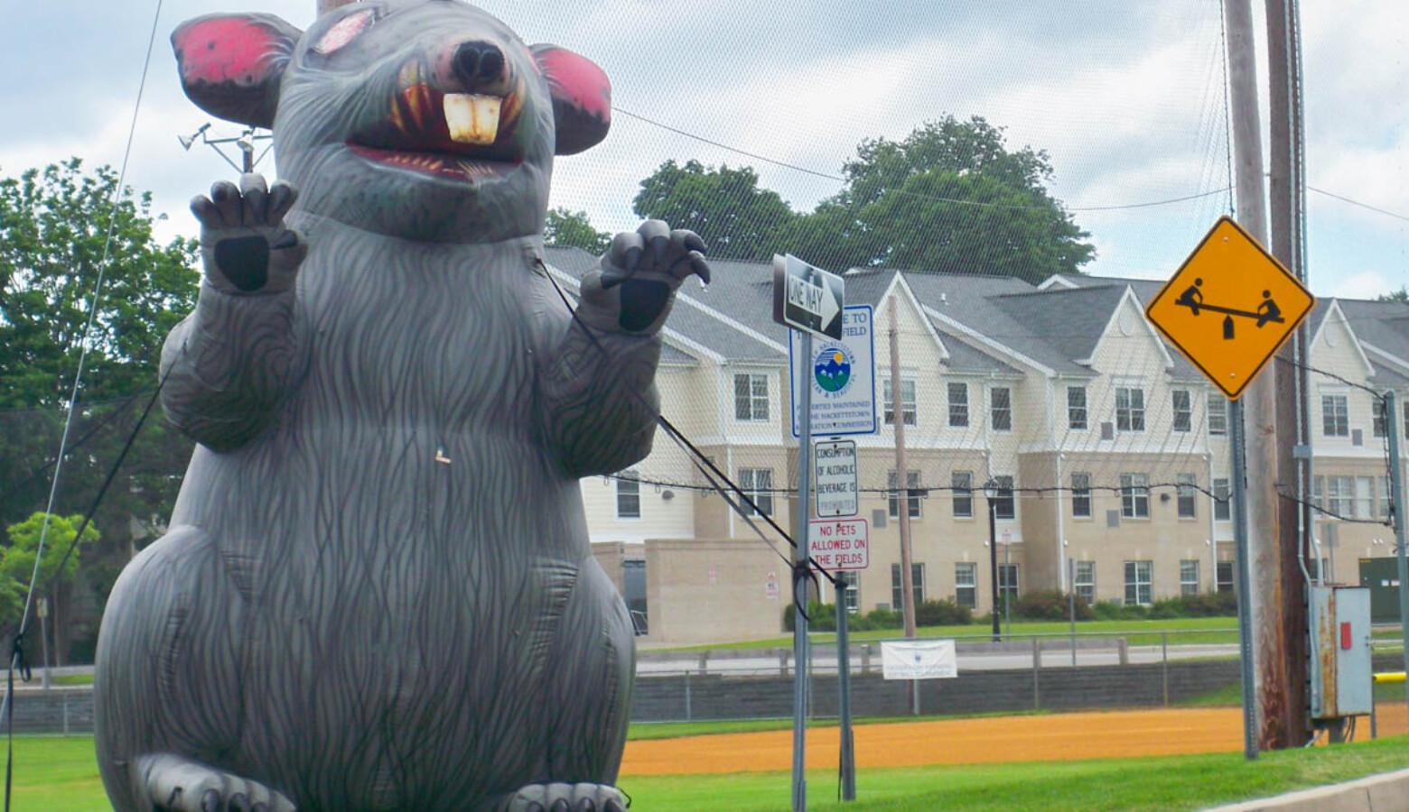 An inflatable rat in Hackettstown, New Jersey similar to the one used in an Elkhart demonstration. (Erik Anderson/Wikimedia Commons)