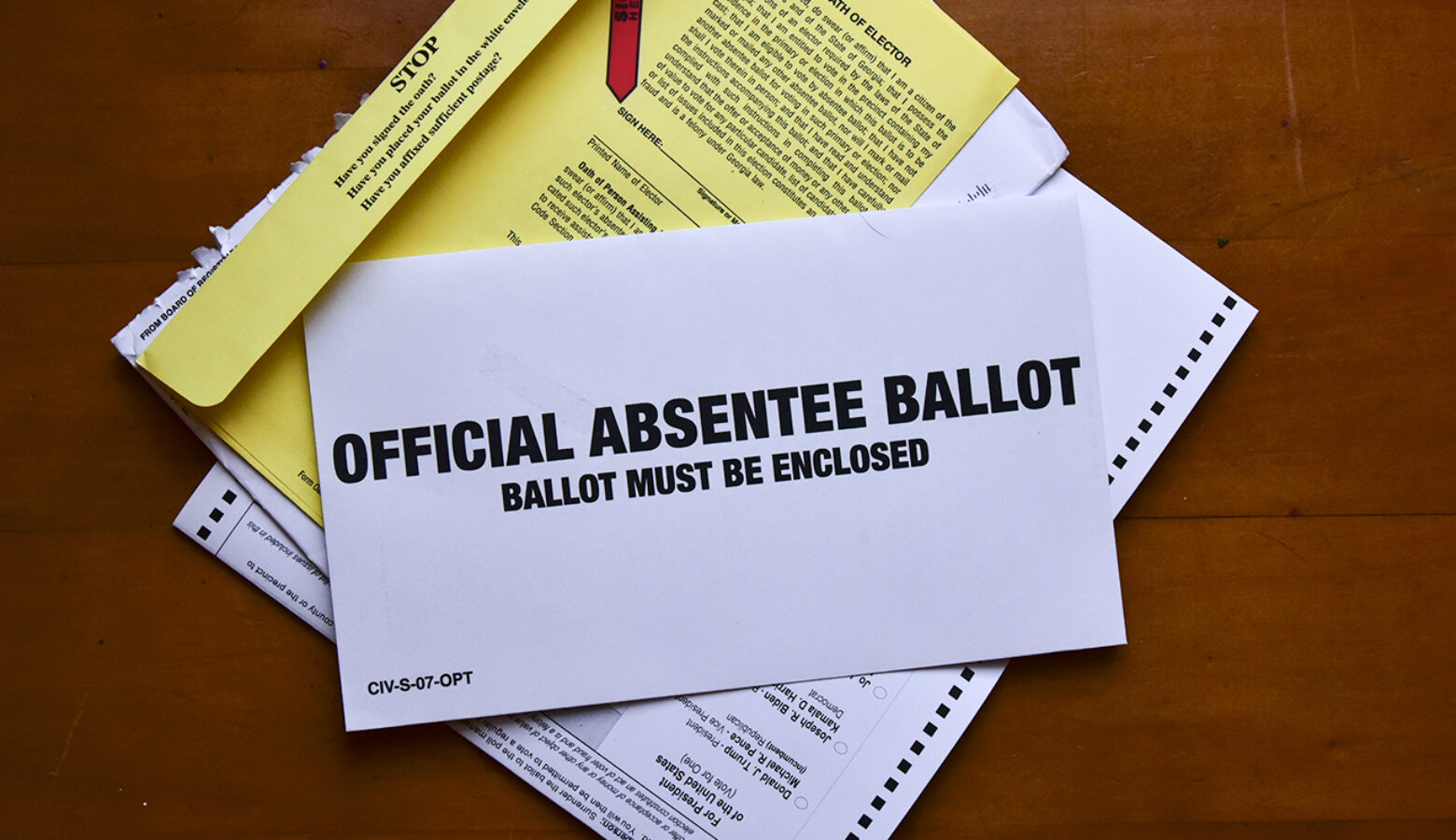 An absentee mail ballot.