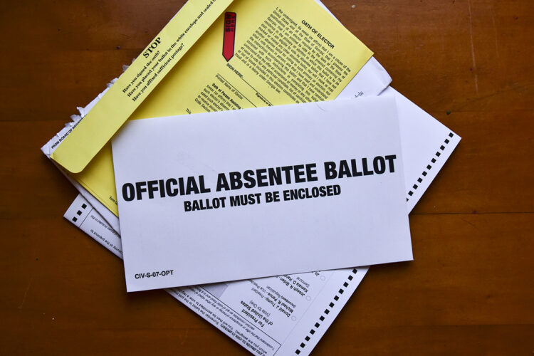 An absentee mail ballot.