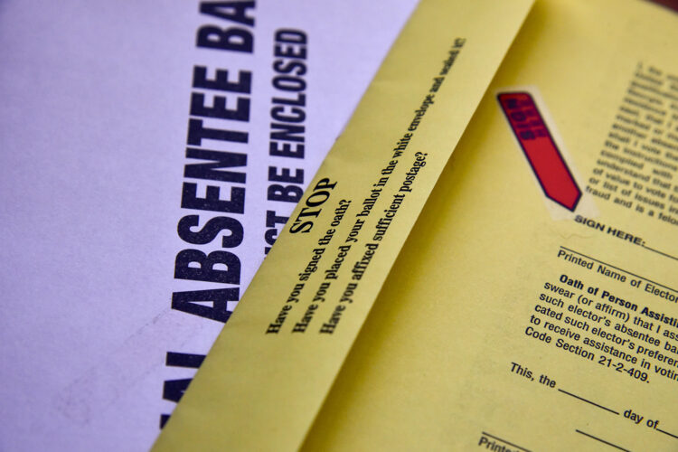 Partial images of an Indiana absentee ballot.