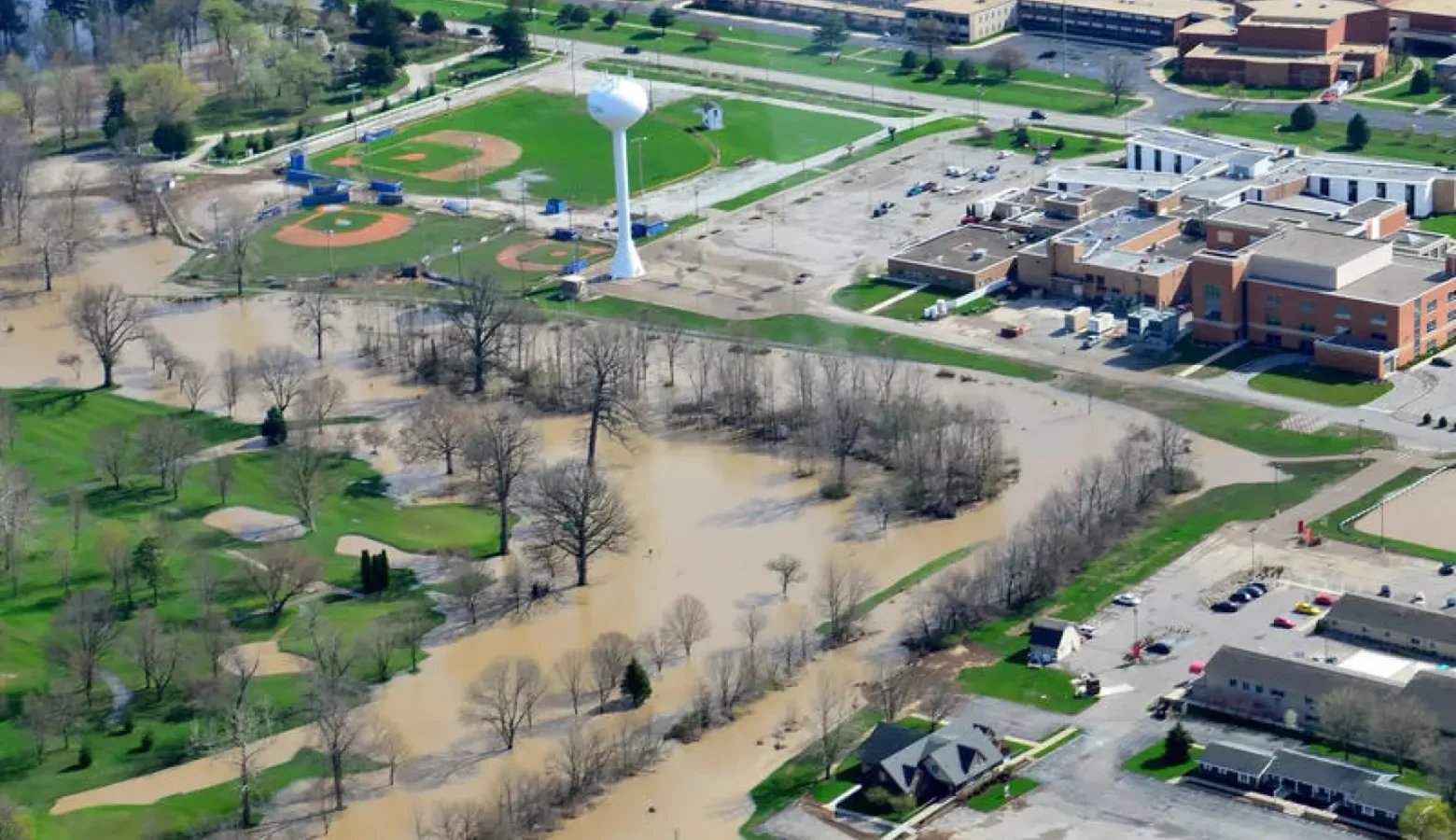 An aerial view of flooding in Tipton County in 2013.